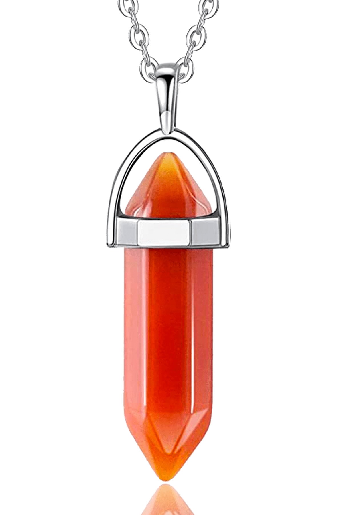 Sertifikalı Çivi Model Kızıl Yemen Akik Taşı Kolye Doğal Koyu Kırmızı