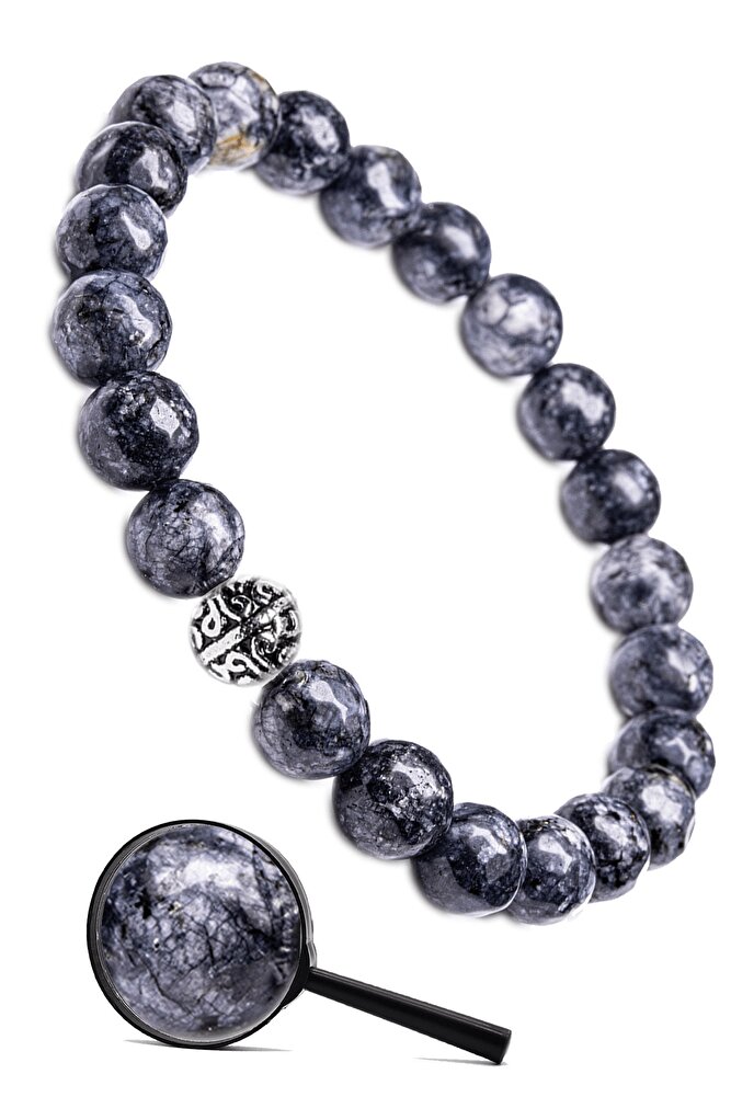 Sertifikalı Gümüş Aparatlı Fasetli Doğal Iyolit Doğal Taş Bileklik - Su Safiri