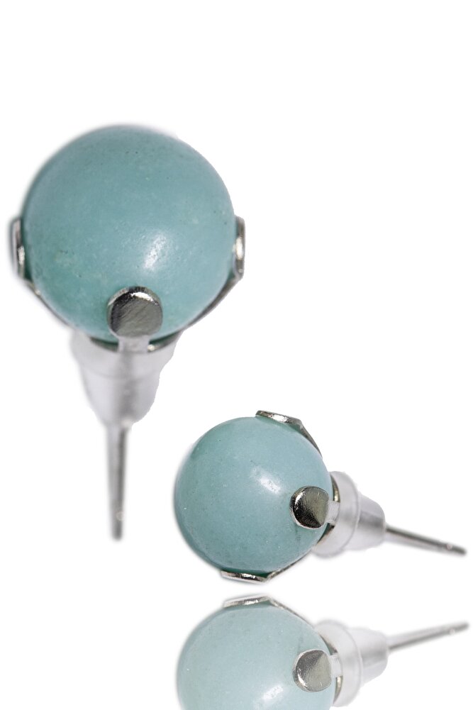 Sertifikalı Doğal Amazonit Taşı Nokta Doğal Taş Küpe