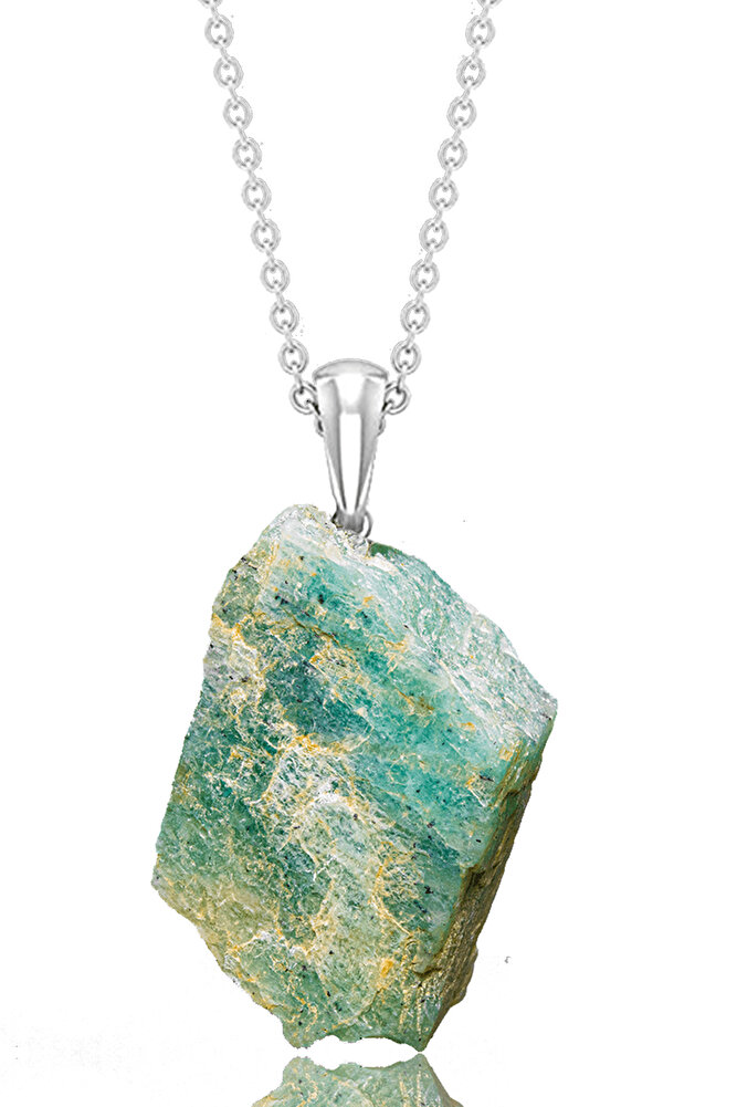 Sertifikalı Ham Işlenmemiş Amazonit Taşı Kolye