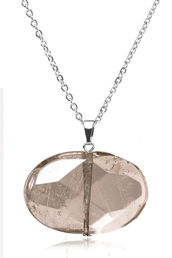 Sertifikalı Elmas Kesim AAA+ Dumanlı Kuvars Taşı Kolye