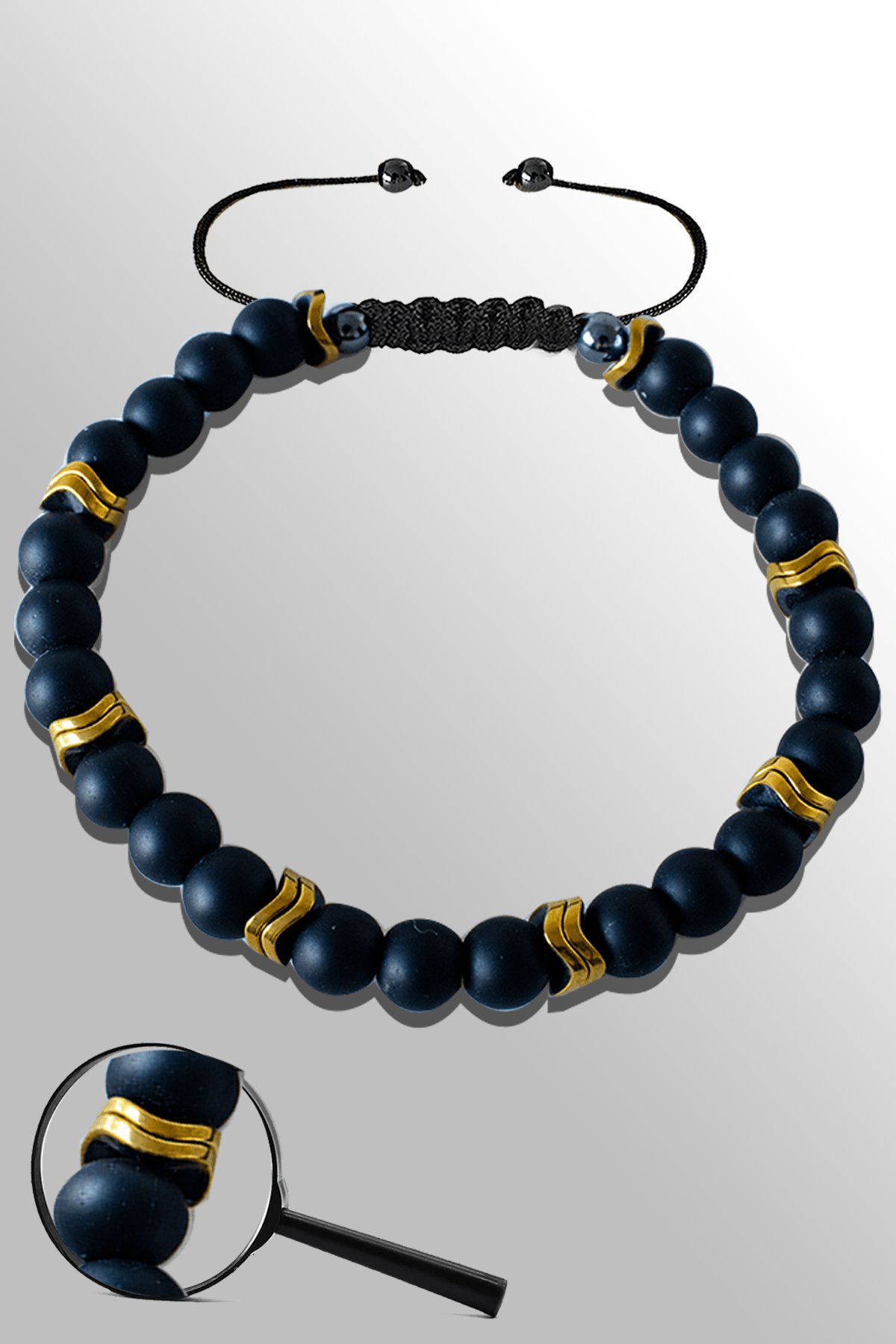 Sertifikalı Gold Hematit 6 Mm Doğal Ham Şungit ( Shungite ) Taşı Bileklik