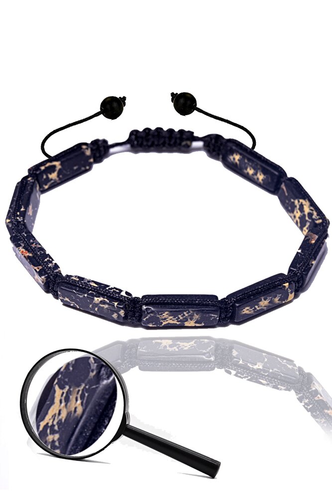 Sertifikalı Dikdörtgen Siyah Varisit Taşı Bileklik