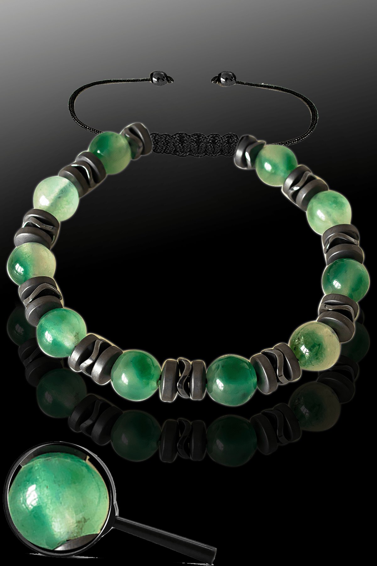 Sertifikalı Mat Silver Hematit - Florit Taşı Bileklik - Ayarlamalı