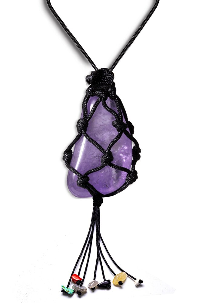 Sertifikalı Ayarlanabilir Doğal Ametist Taşı 7 Çakra Kolye