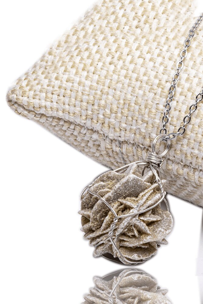 Sertifikalı Doğal Çöl Gülü Seleniti Taşı Kolye