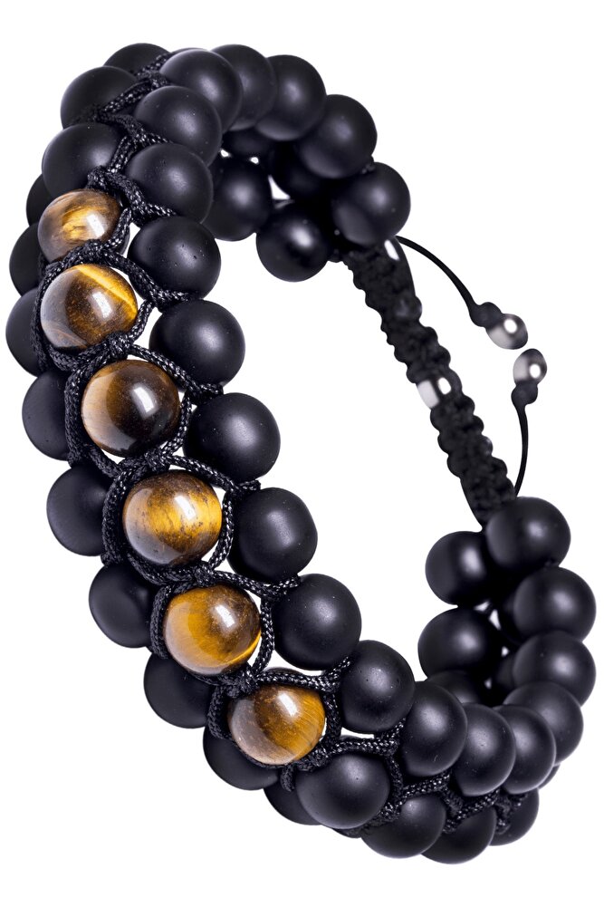 Sertifikalı Makrome Doğal Oniks Kaplan Gözü Taşı Bileklik - 8mm