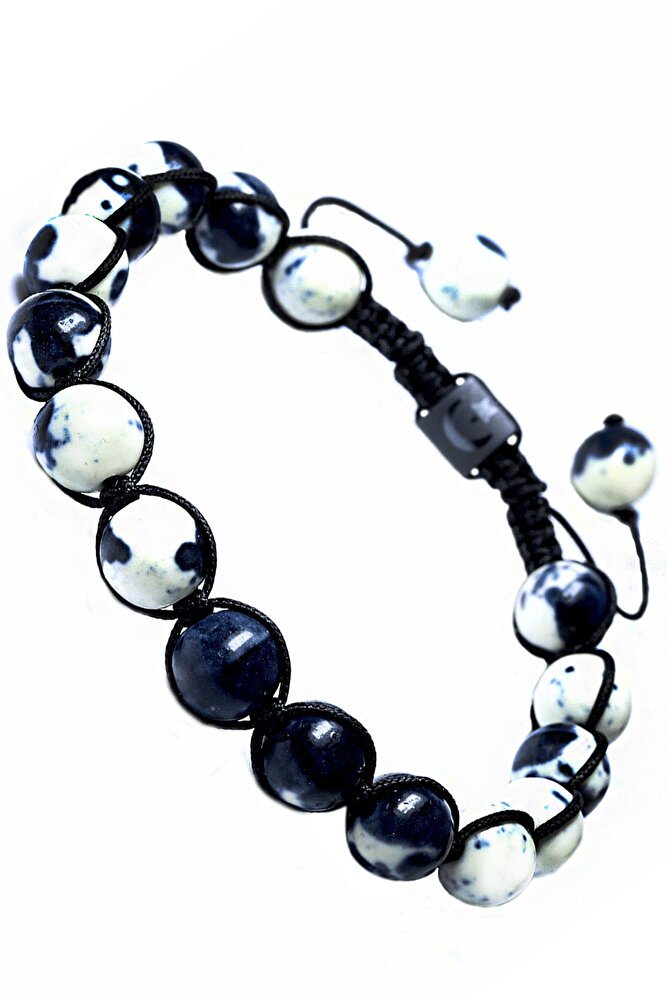 Sertifikalı Makrome Zebra Akik Taşı Bileklik