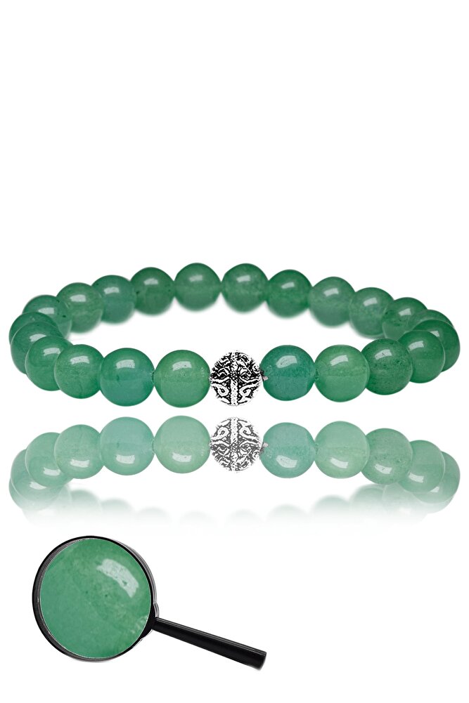 Sertifikalı Aaa+ Gerçek Aventurin Taşı Bileklik - Gümüş Aparatlı