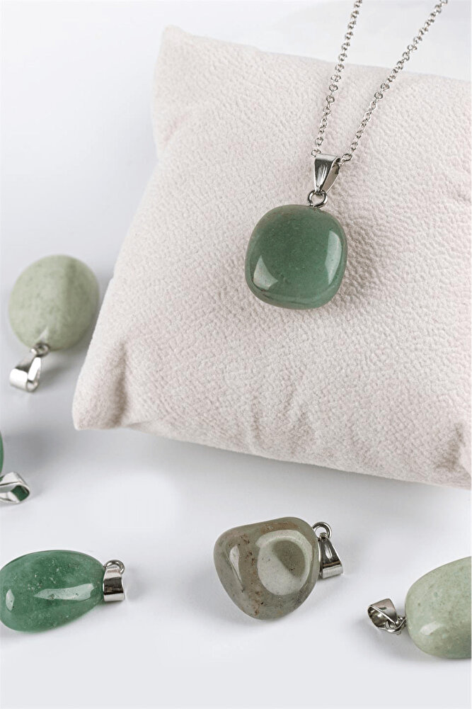 Sertifikalı Tımbıl Model Aventurin Taşı Kolye - Gümüş Aparatlı