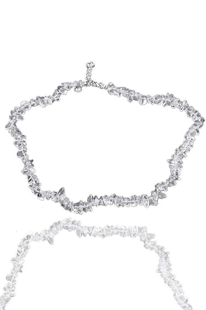 Sertifikalı Doğal Kristal Kuvars Kırık Taşlı Kolye