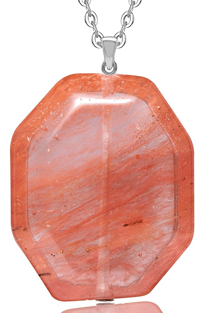 Sertifikalı Gerçek Damarlı Doğal Pembe Gül Kuvars Taşı Kolye