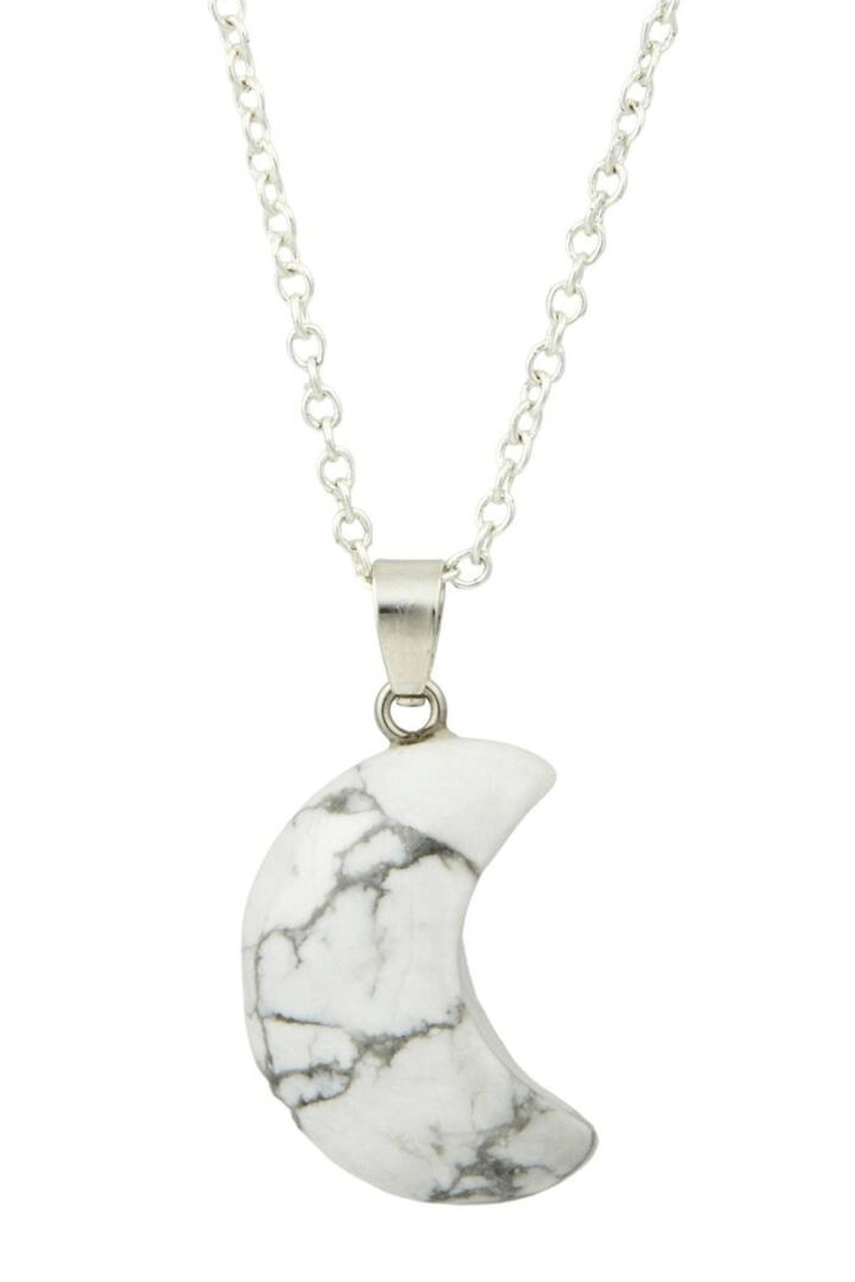 Sertifikalı Havlit Doğal Taş Ay Model Kolye