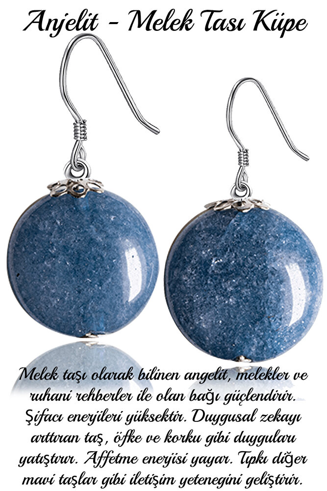 Sertifikalı Anjelit - Angelite Melek Taşı Küpe