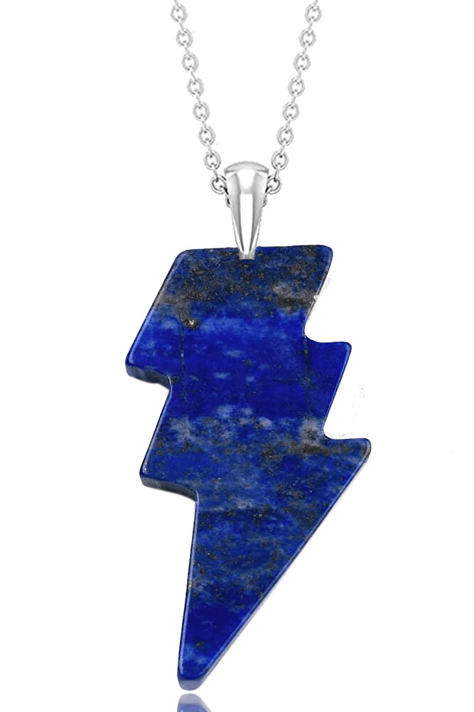 Sertifikalı Şimşek Model Lapis Lazuli Taşı Kolye - Aaa+ Kalite