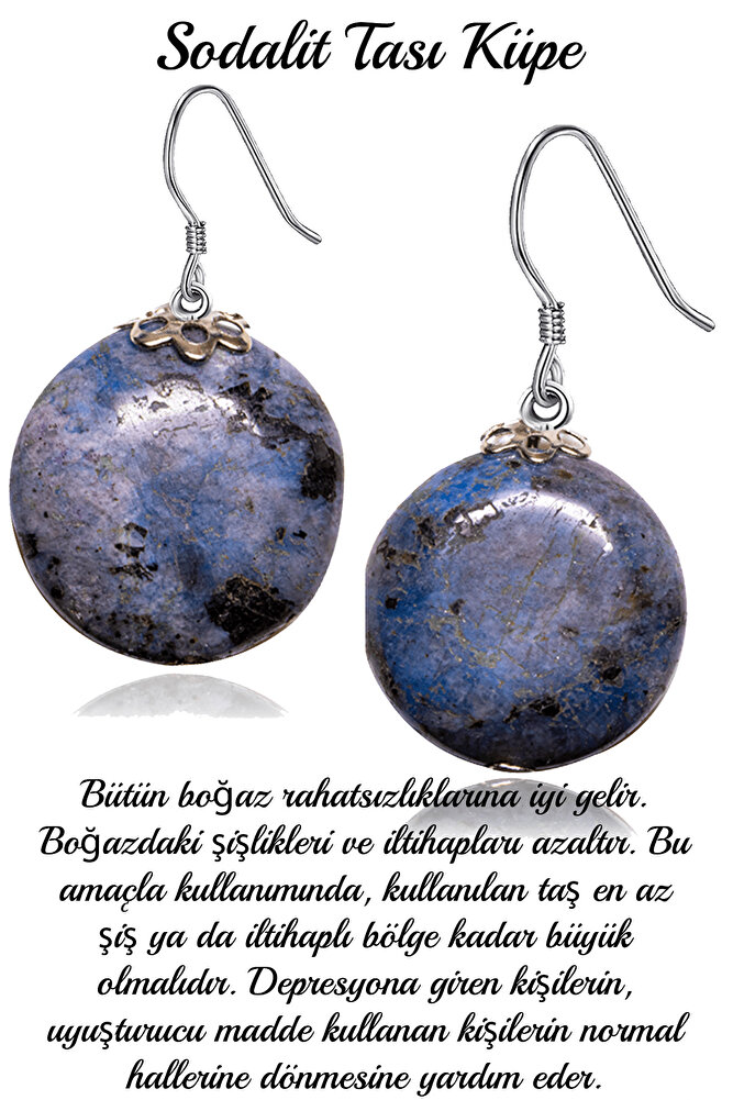 Sertifikalı Sodalit Taşı Küpe - 1.kalite