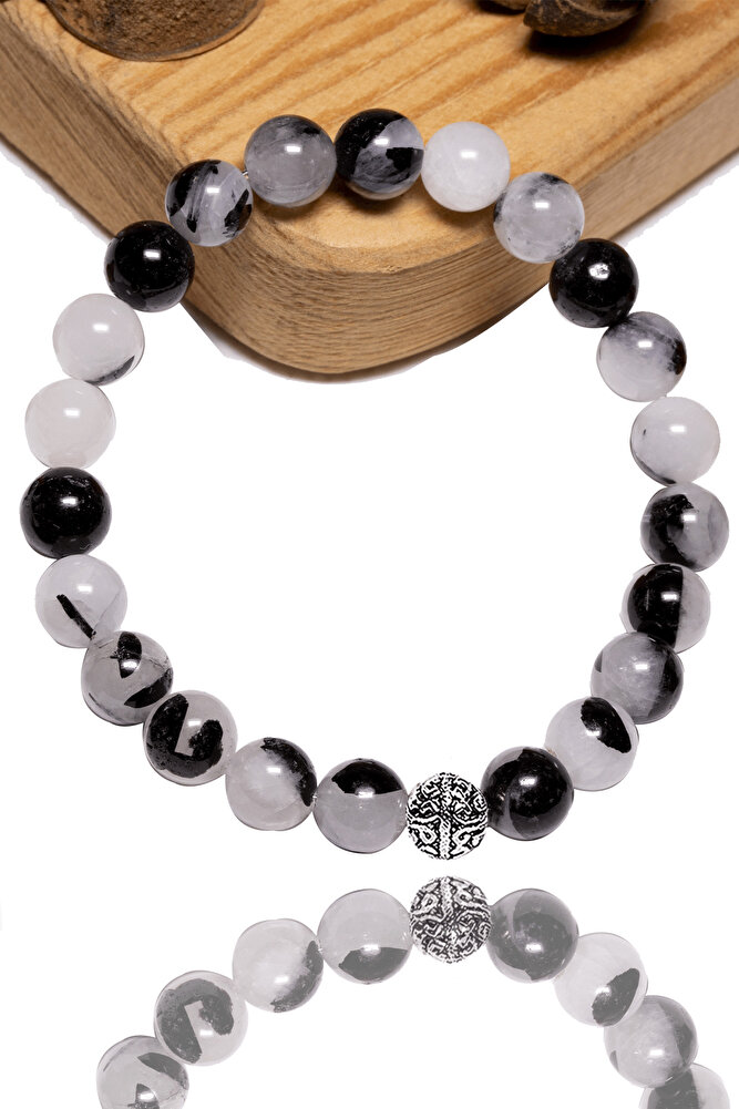 Sertifikalı Gümüş Aparatlı Rutil Kuvars Taşı Bileklik - Gümüş Aparatlı (melek Saçı)