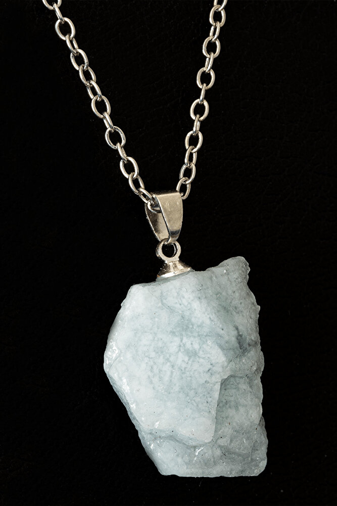 Sertifikalı Ham İşlenmemiş Akuamarin Taşı Kolye