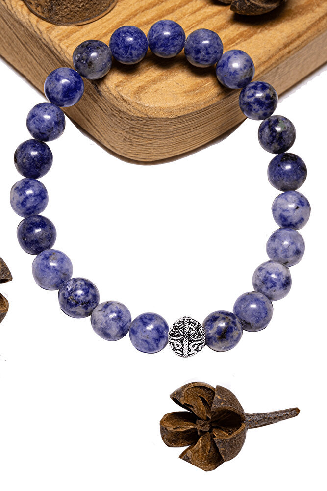 Sertifikalı Aaa+ Kalite Sodalit Taşı Bileklik - Gümüş Aparatlı