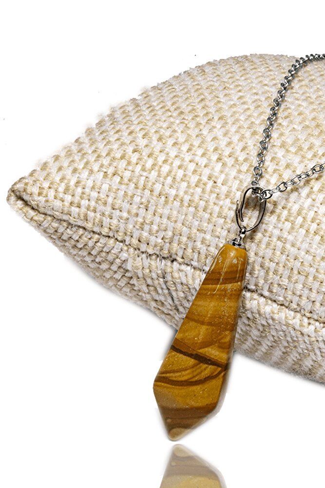 Sertifikalı Doğal Toprak Jasper Taşı Kolye (Gümüş Aparatlı)