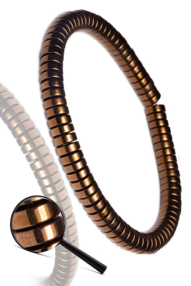 Sertifikalı Rose Silindir Aaa Hematit Taşı Bileklik - Kararmaz