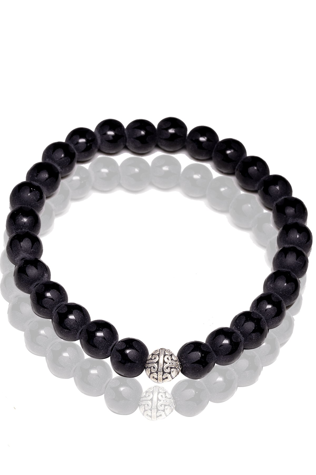 Sertifikalı Yarasa Desenli Ham Oniks Taşı Bileklik