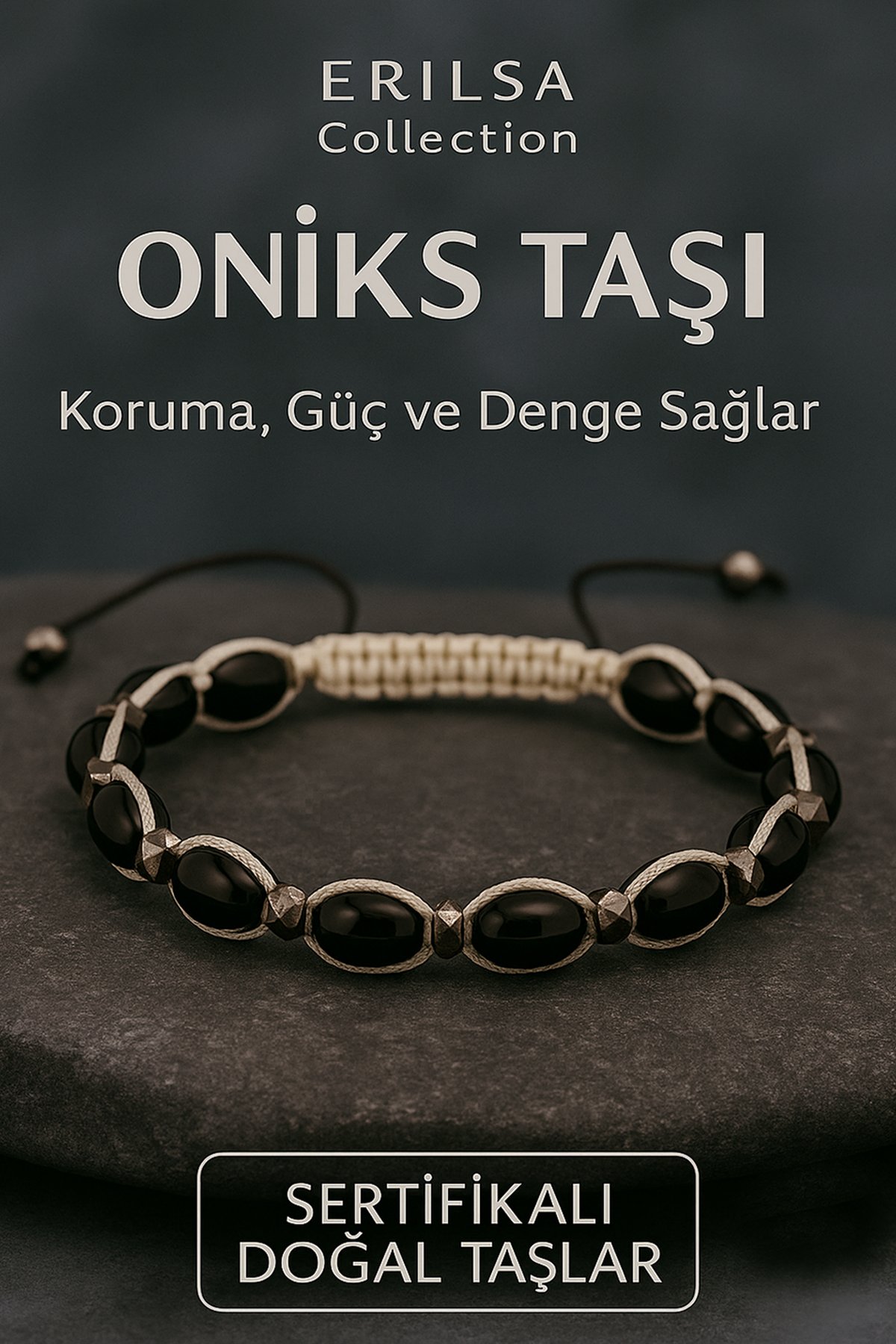 Sertifikalı Oniks Taşı Bileklik – Koruma, Güç ve Ruhsal Denge Enerjisi