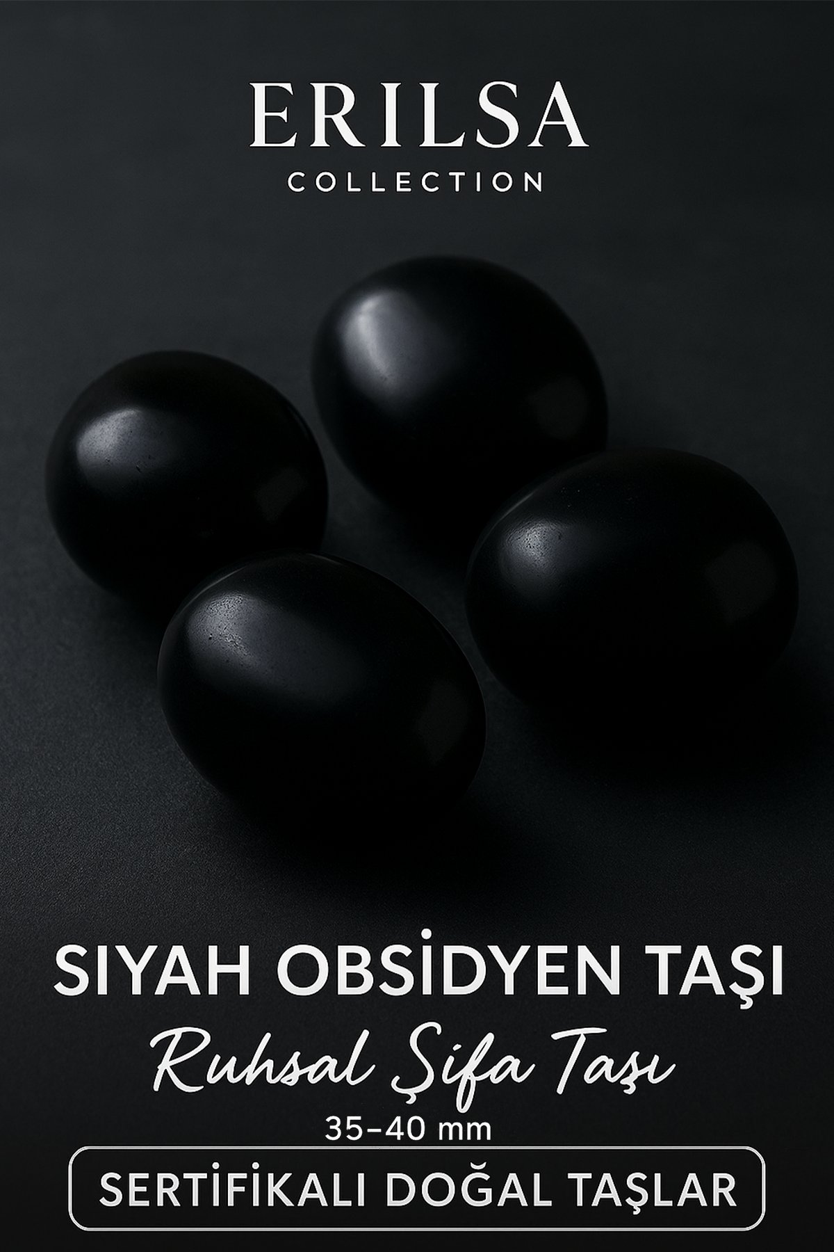 Sertifikalı Doğal Siyah Obsidyen Taşı Kütle 35-40 mm – Ruhsal Şifa ve Koruma Taşı