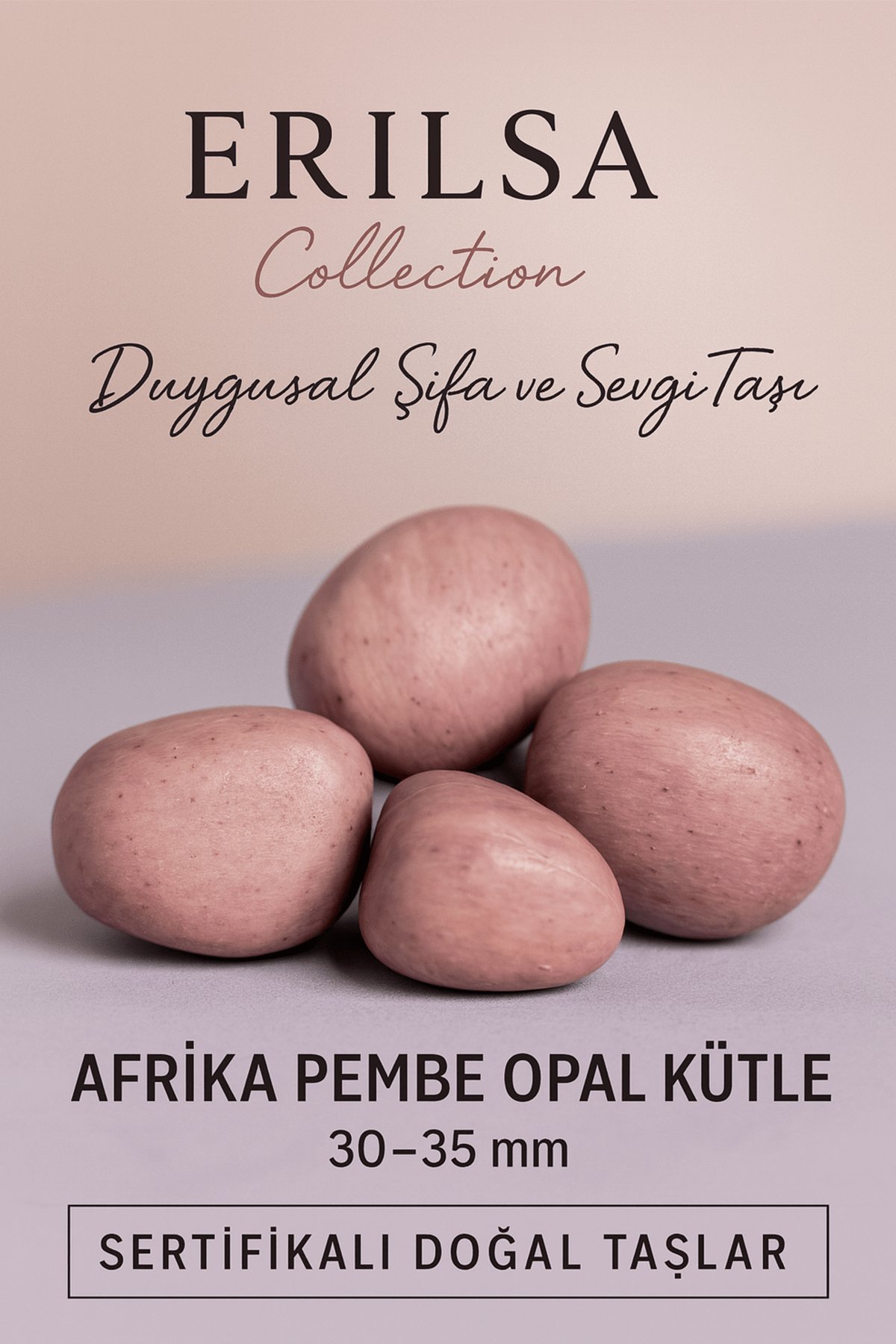 Sertifikalı Afrika Pembe Opal Taşı Kütle 30–35 mm Duygusal Şifa ve Sevgi Enerjisi
