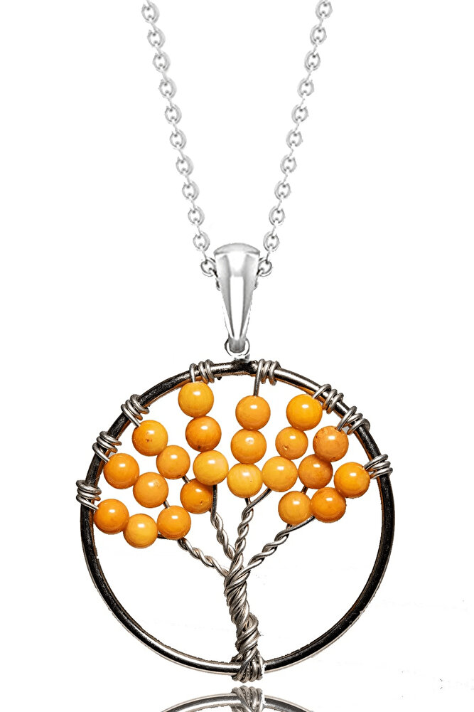 Sertifikalı Kalsit Taşı Hayat Ağacı Kolye