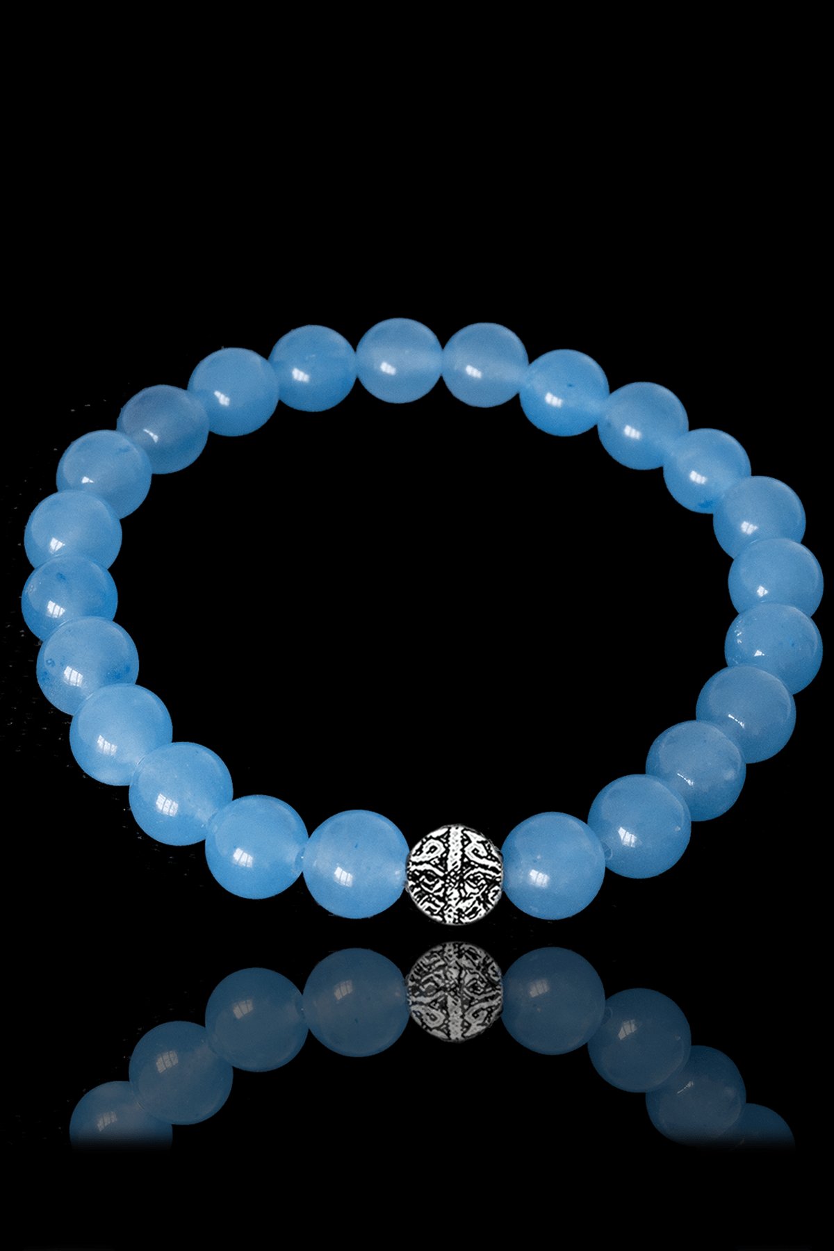 Sertifikalı Mavi Akik Taşı Bileklik - Gümüş Aparatlı