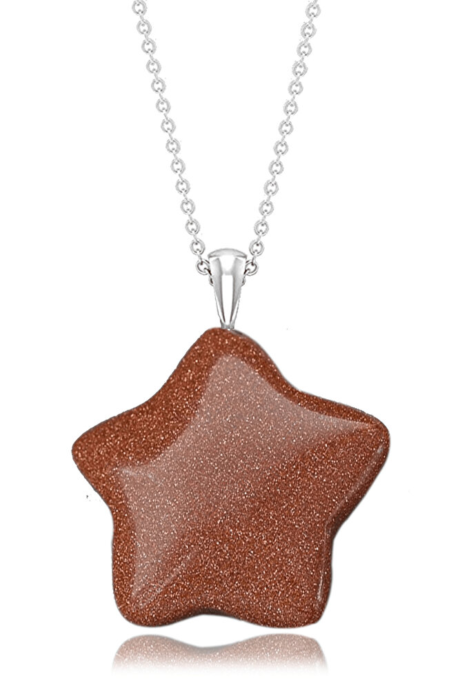 Sertifikalı Kahverengi Yıldız Taşı Doğal Taş Yıldız Model Kolye