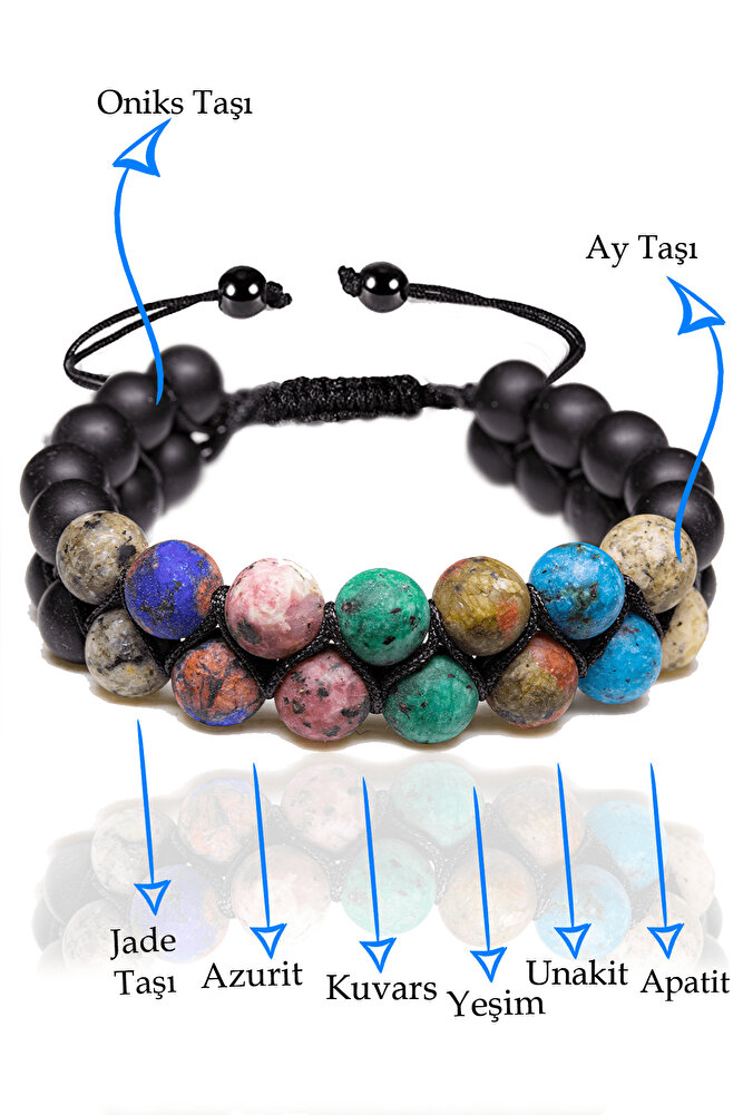 Sertifikalı Ikizler Burcu Doğal Taş Bileklik - Makrome