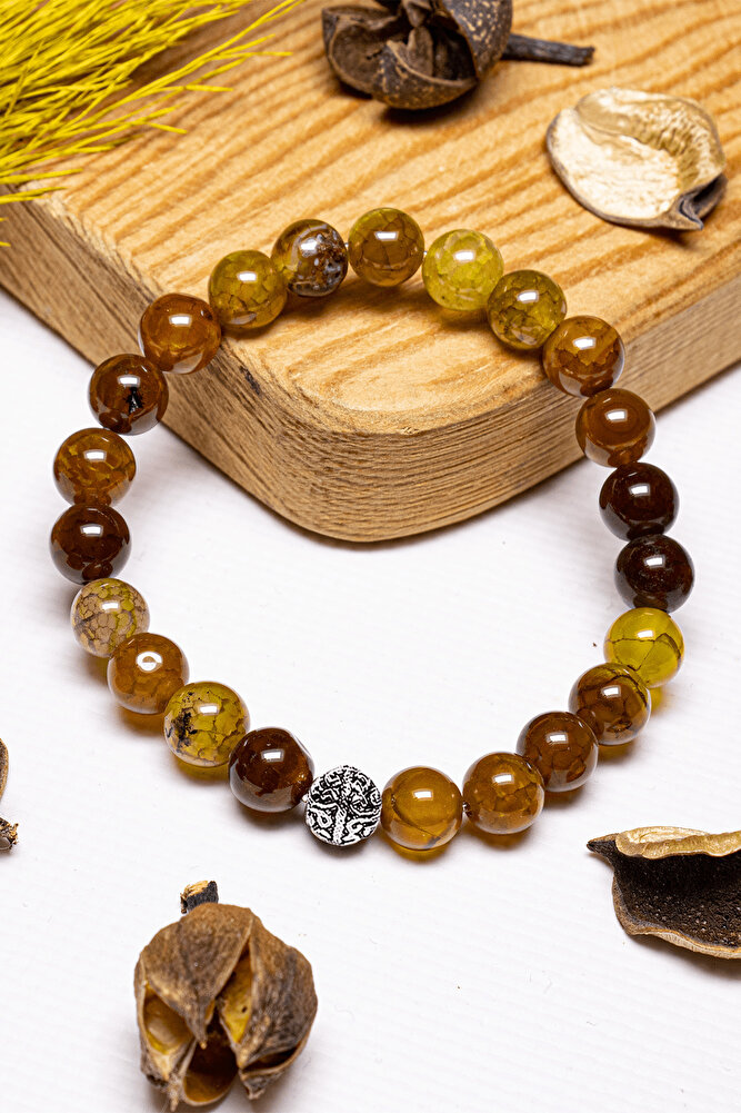 Sertifikalı Aaa+ Damarlı Yeşil Akik Taşı Bileklik - Gümüş Aparatlı