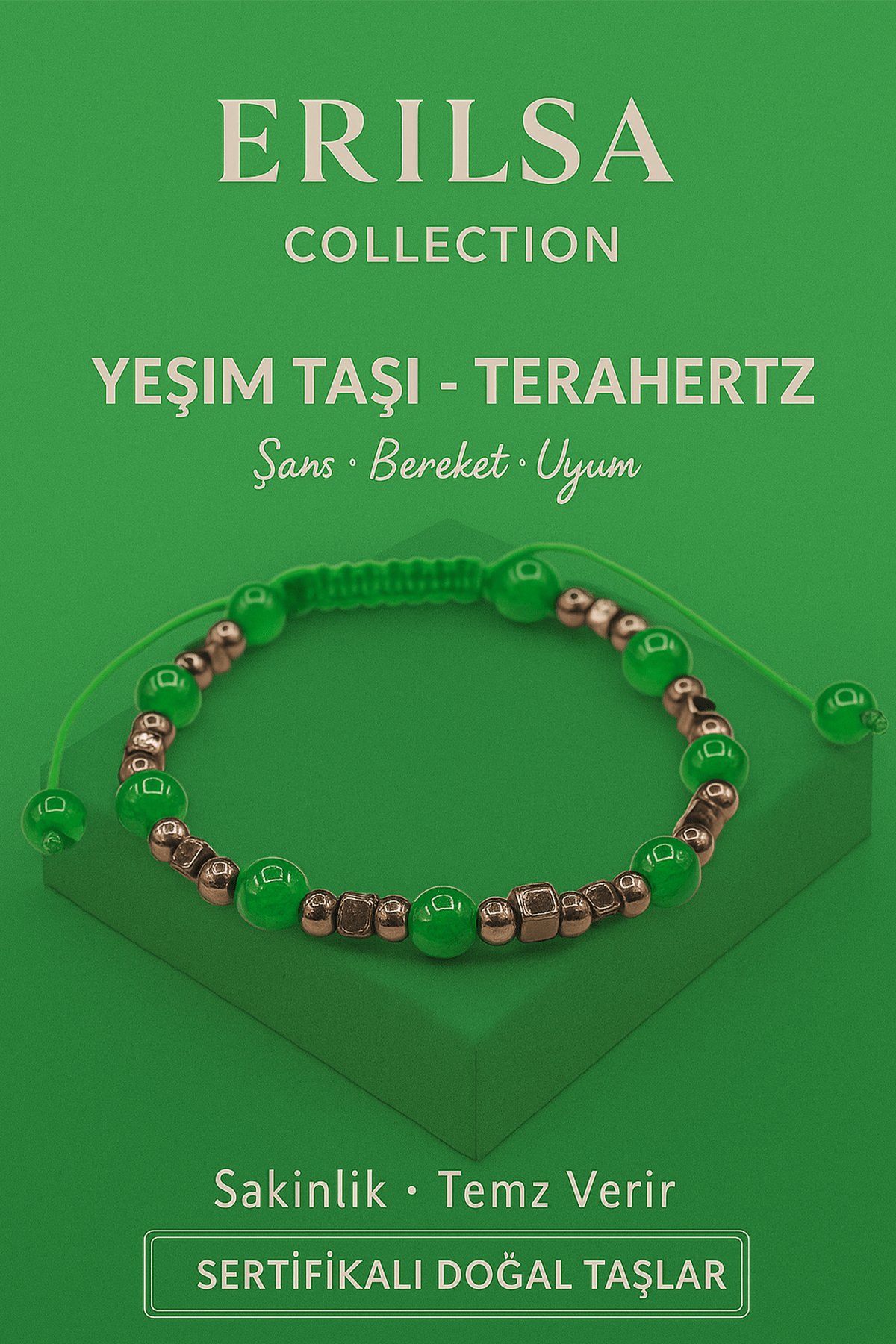 Sertifikalı Terahertz Yeşim Taşı Bileklik - Şans Bereket Uyumu Arttıran Doğal Taş Enerji
