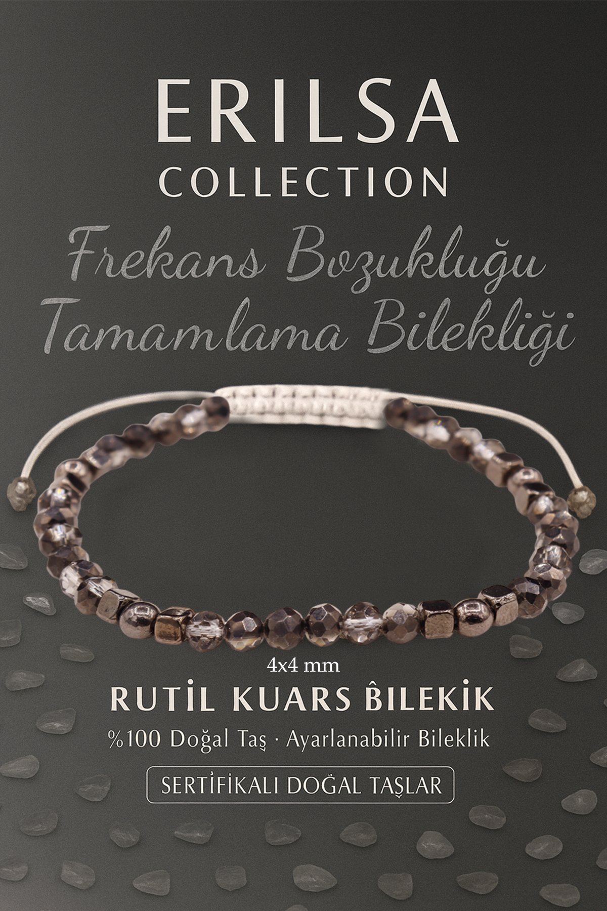 Sertifikalı Frekans Bozukluğu Tamamlama Ruhsal Denge Bilekliği -  Rutil Kuvars Taşı Kristali