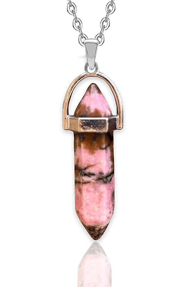 Sertifikalı Çivi Model Rodonit Taşı Kolye (RODOKROZİT TAŞI)