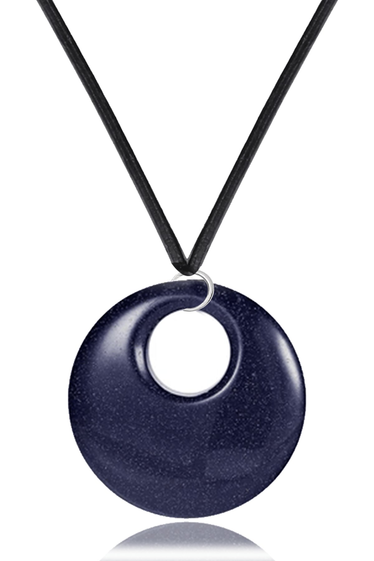 Sertifikalı Deri İpli Doğal Mavi Yıldız Taşı Kolye