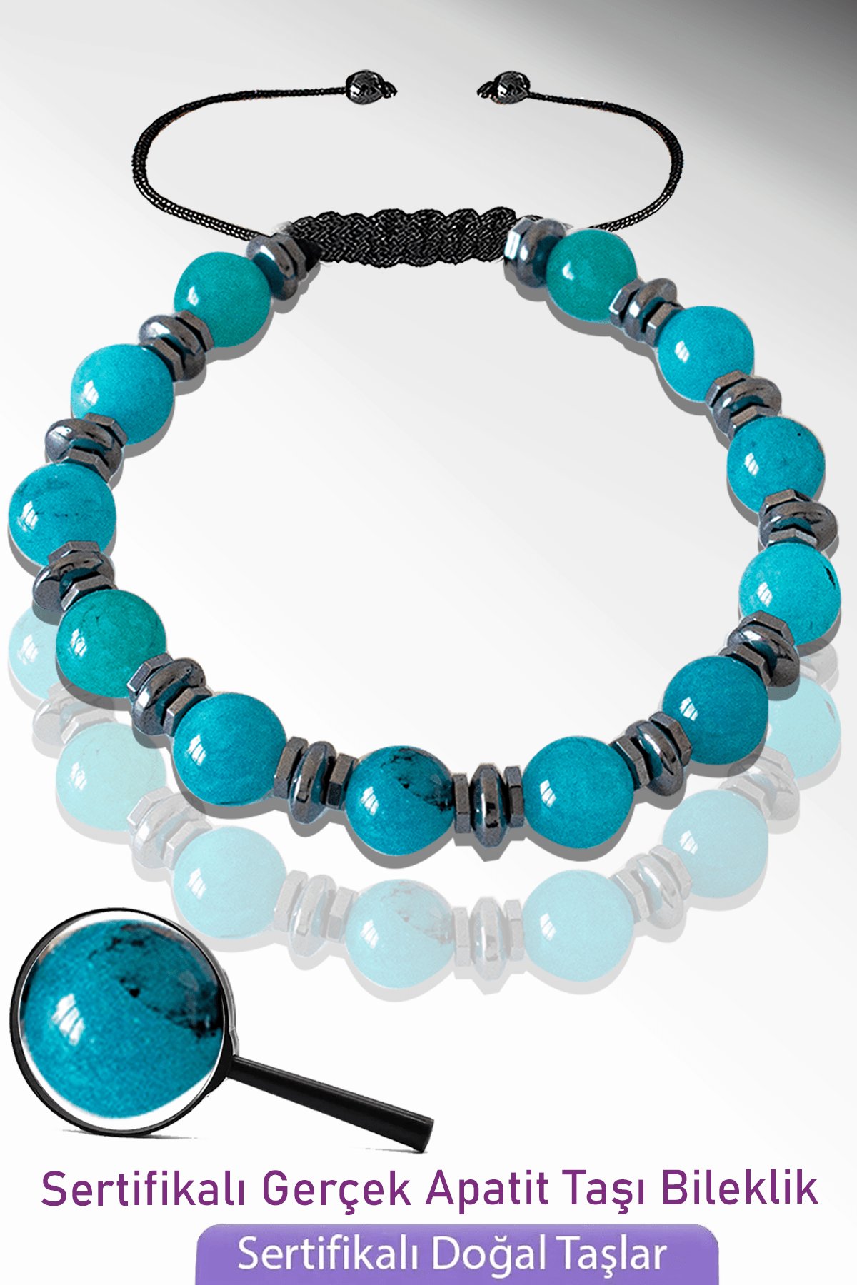 Sertifikalı Gerçek Apatit Taşı Bileklik - Hindistan
