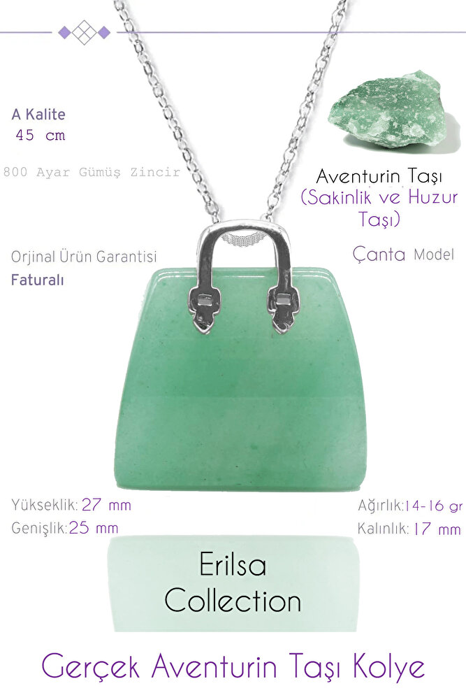 Sertifikalı Çanta Model Aventurin Taşı Kolye
