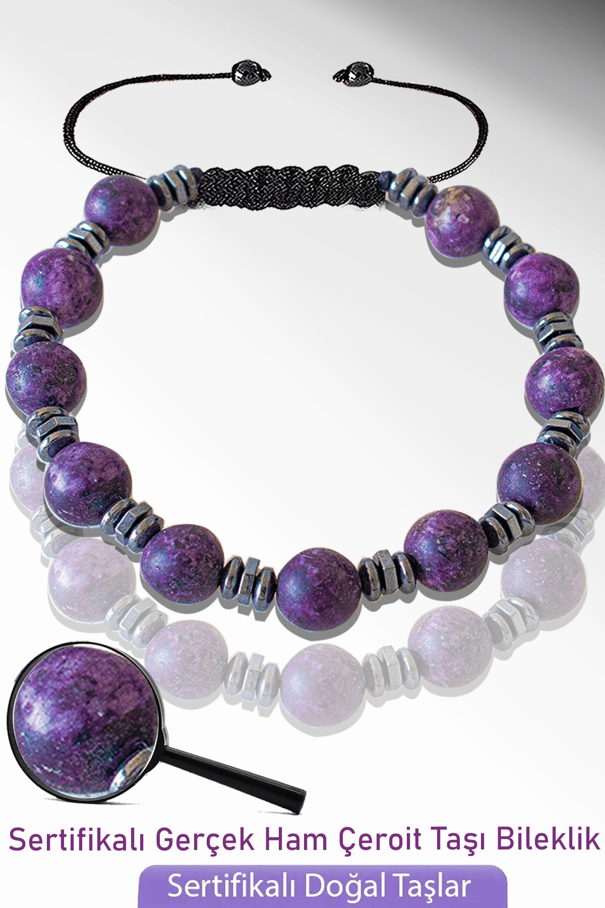 Sertifikalı Ham İşlenmemiş Çeroit Taşı Bileklik - Ayarlamalı