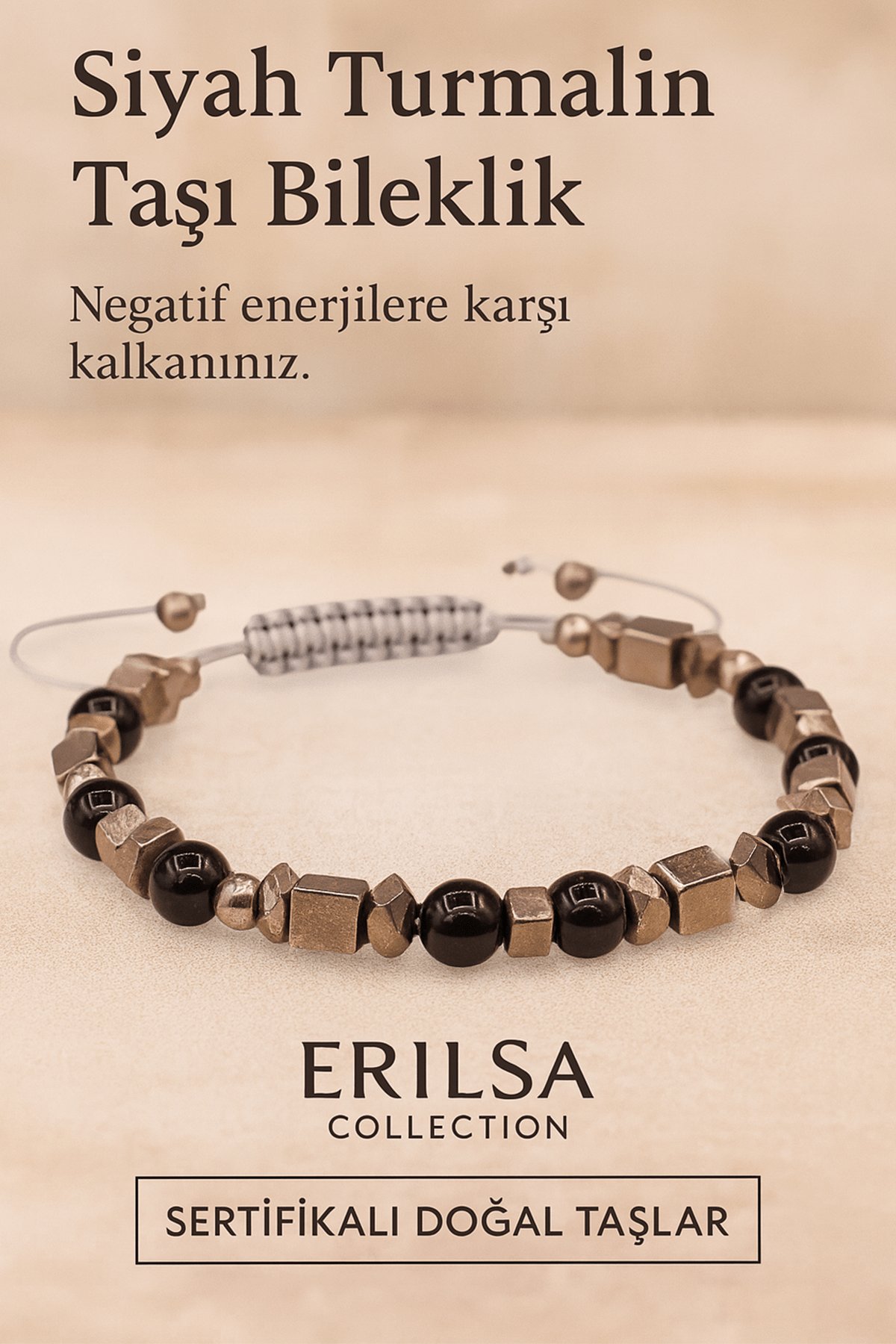 Sertifikalı Koruyucu Siyah Turmalin Taşı Bileklik Negatif Enerjiyi Engeller ve Güç Kazandırır