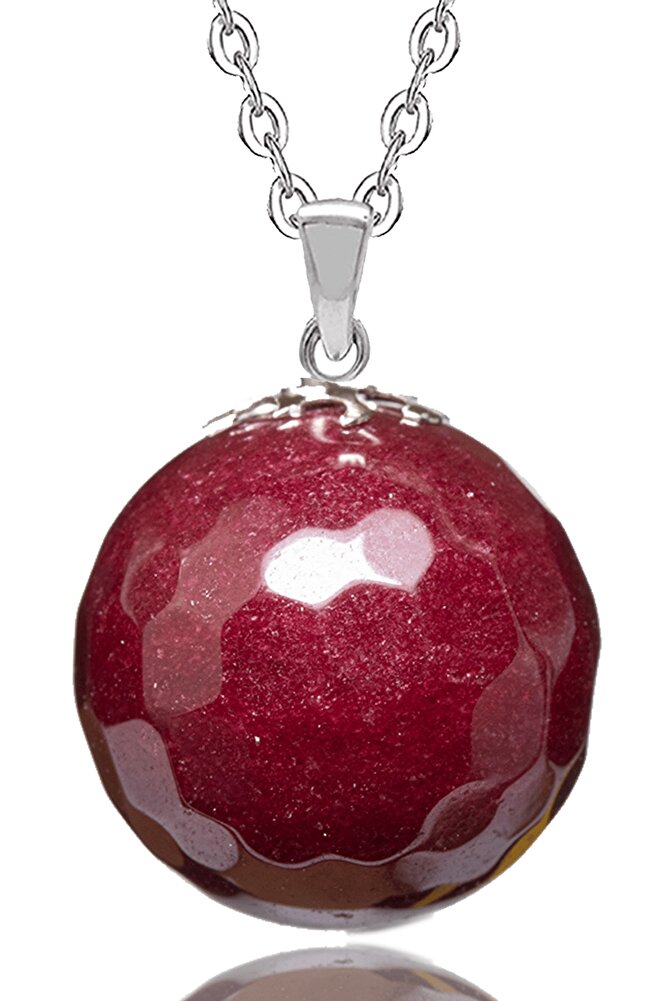 Sertifikalı Fasetli Kırmızı Kuvars Taşı Doğal Taş Kolye