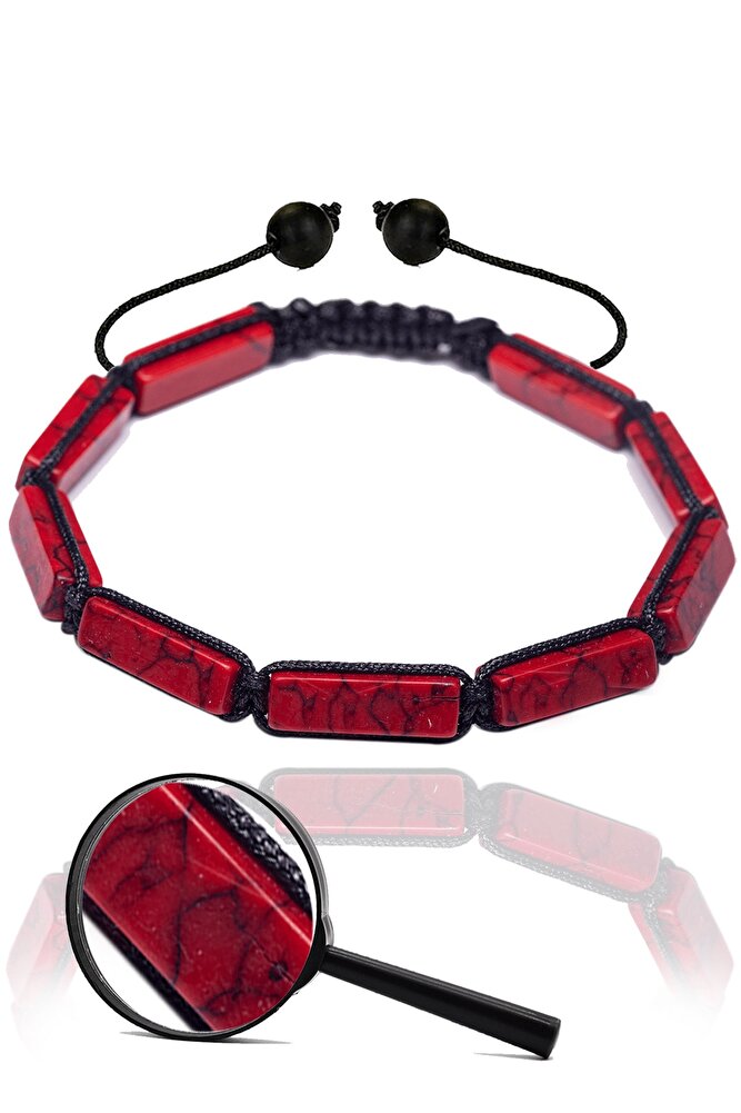 Sertifikalı Dikdörtgen Kesim Kırmızı Havlit Taşı Doğal Taş Bileklik