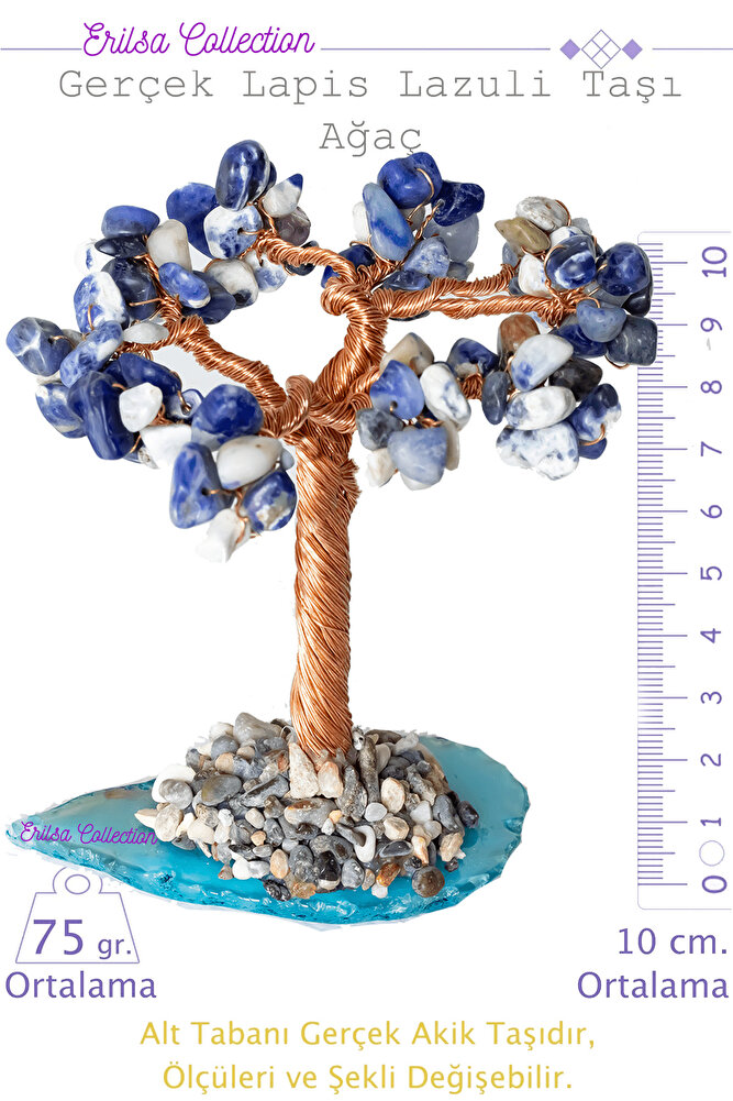 Sertifikalı Gerçek Lapis Lazuli Taşı Ağaç - Akik Plakalı