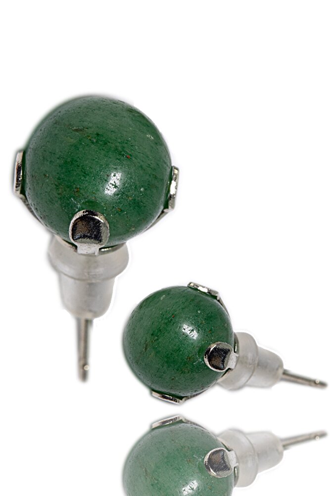 Sertifikalı Doğal Yeşim Taşı Nokta Doğal Taş Küpe