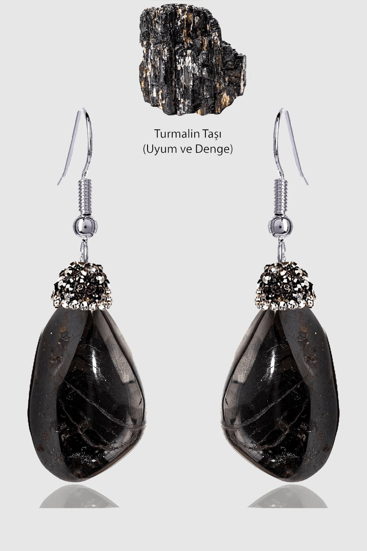 Sertifikalı Zirkon Taşlı Model Ham Siyah Turmalin Taşı Küpe