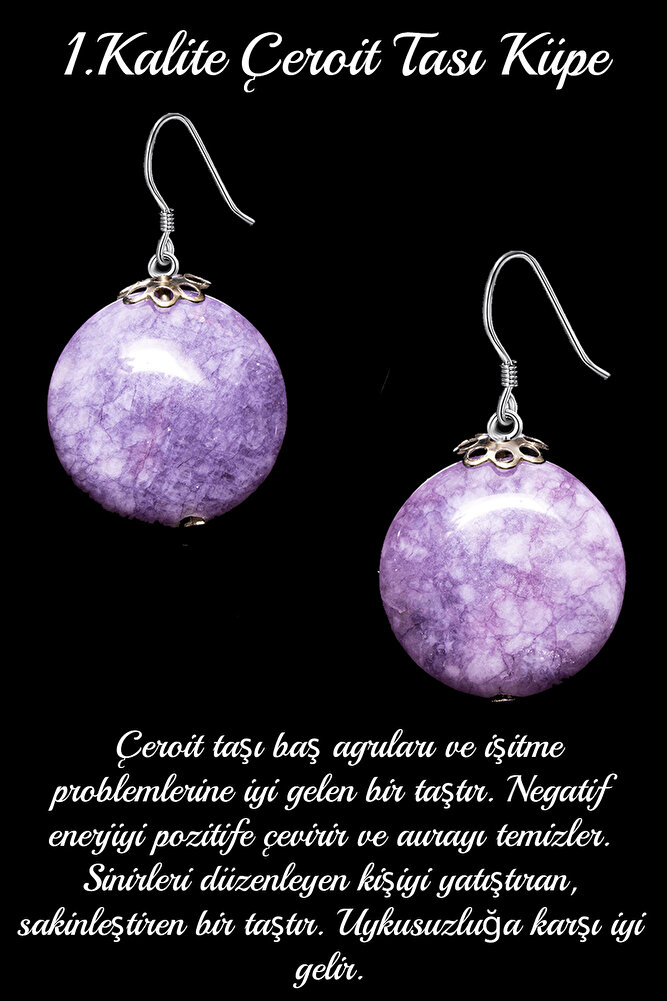 Sertifikalı Çeroit Taşı Doğal Taş Küpe (1.kalite)