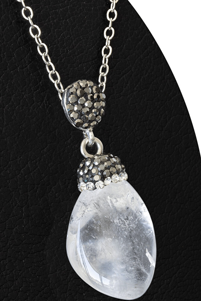 Sertifikalı 1.Kalite Zirkon Taşlı Ham Kristal Kuvars Taşı Kolye (Brezilya)