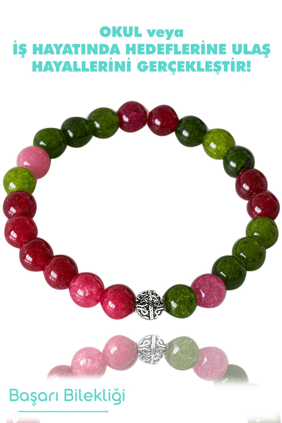 Sertifikalı Kız Öğrenci Başarı Bilekliği (Gül Kuvars, Yeşim, Yakut Taşı)